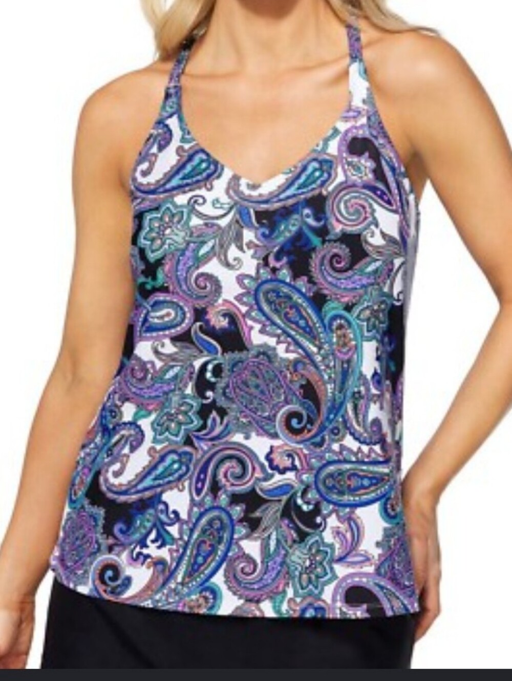 Catalina tankini paisley print colorful size 12/14  blue purple white pink🌹